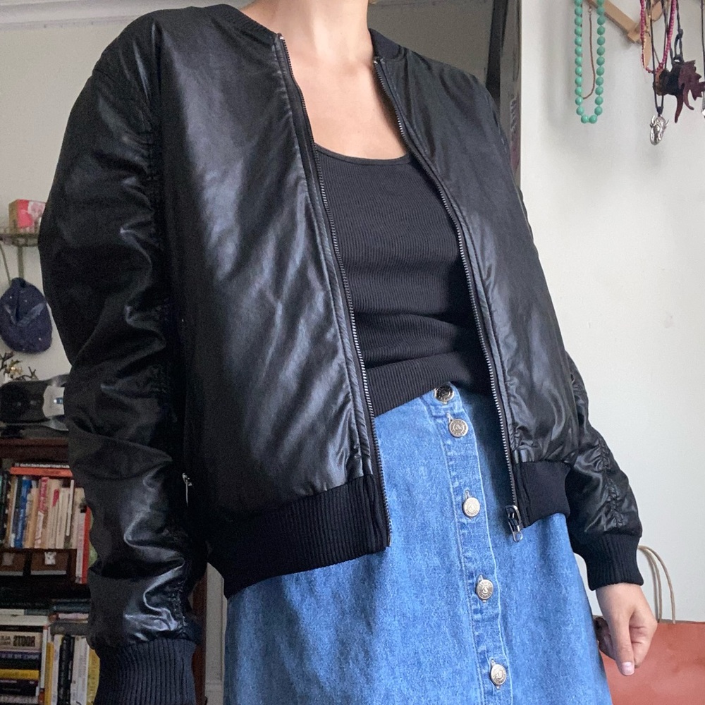 LEGENDARY REVERSIBLE FAUX LEATHER BOMBER JACKET